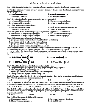 Đề ôn thi THPT Quốc gia môn Vật lý - Mã đề 123 (Có đáp án)